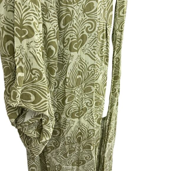 Free People Riviera Moss Green Print Open Kimono Long Jacket NWT Boho sz ALL OS - Picture 3 of 16